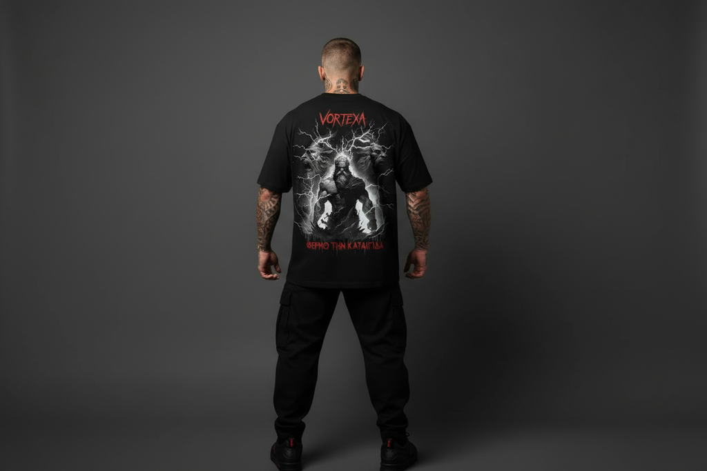 Черна тениска - гръм и мълнии