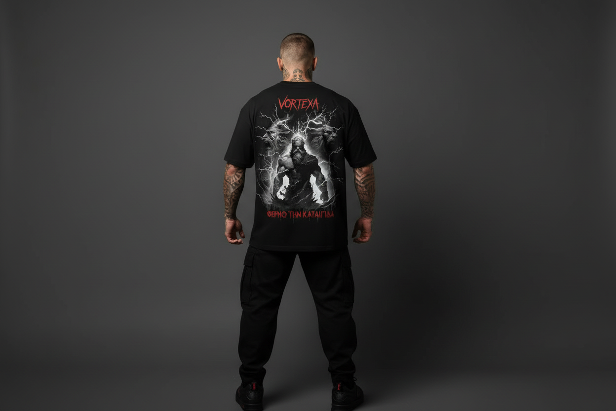 Черна тениска - гръм и мълнии